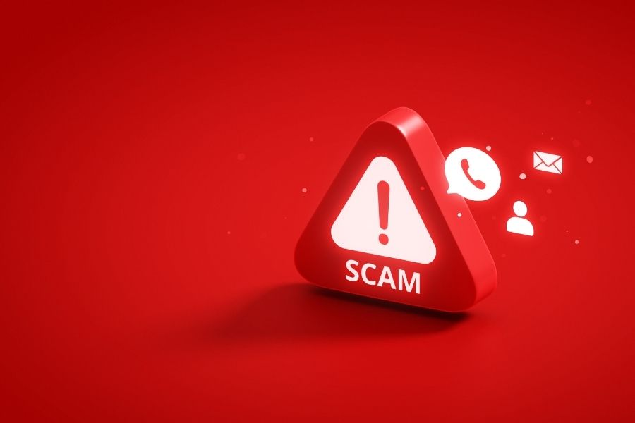 Scam warning fraud security alert crime phishing internet techno